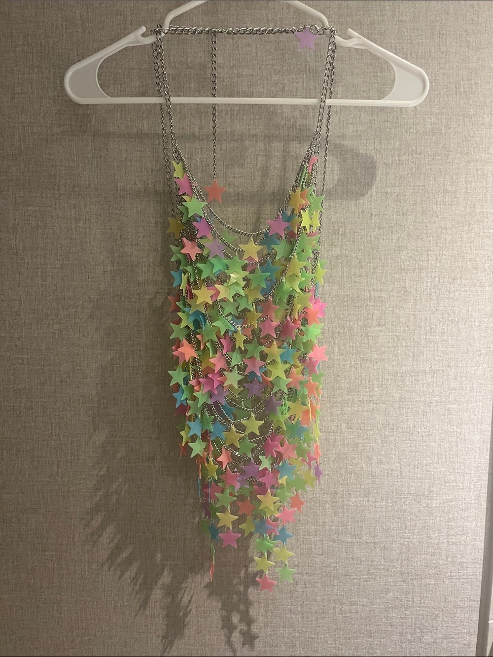 STAR Glow in the Dark Stars Chain Halter Top OS